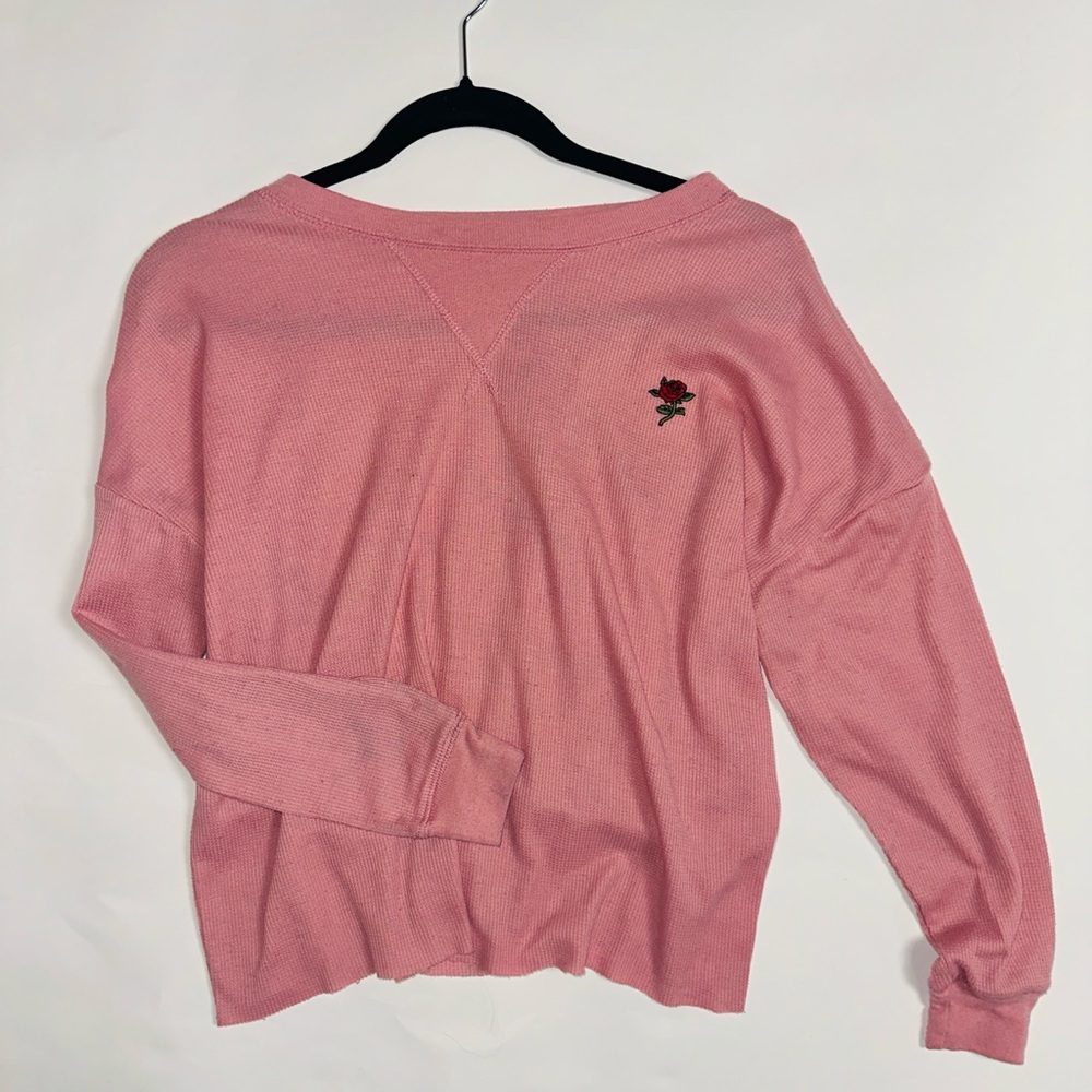 La Hearts Pink top with rose embroidered